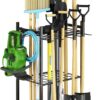 Garden Tool Organizer for Garage, Utility Storage Racks with Hooks, Metal Yard Tool Stand Holder Organizer for Long-Handled, Broom, Shovel, Rake, Sturdy Heavy Rack for Outdoor, Yard, Black - Image 2